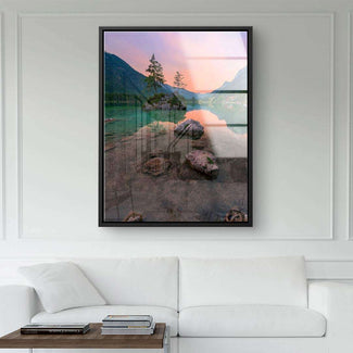 Sunrise at the mountain lake