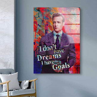 Modernes Wandbild mit Mann im Anzug, Motivationsspruch, bunte Farben, Wohnzimmerdeko