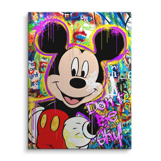 Buntes Pop Art Wandbild mit Comic-Maus und Graffiti im Street-Art-Stil