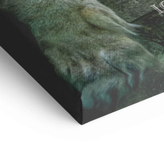 Detailaufnahme Leinwandbild grüner Löwe, moderne Wanddekoration, Motivationskunst