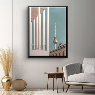 Modernes Wandbild mit Berliner Fernsehturm, Architektur und Himmel, Kunstdruck im Wohnzimmer