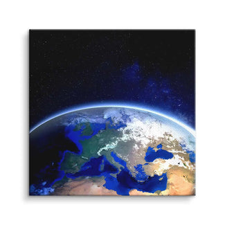 Wandbild Leinwand Erde aus dem All, Europa und Mittelmeer bei Nacht