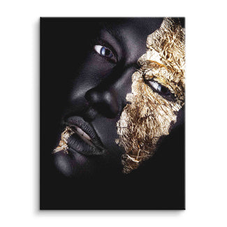 Wandbild mit schwarzem Gesicht, goldener Blattgold-Verzierung, modernes Kunst-Motiv