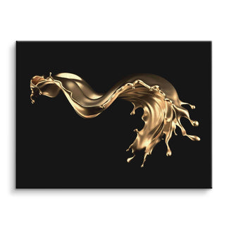 Modernes Wandbild mit goldener Splash-Optik auf schwarzem Hintergrund, Leinwanddruck