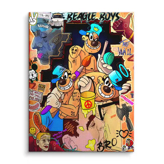 Comic Wandbild Panzerknacker Streetart Graffiti Pop Art bunt auf Leinwand