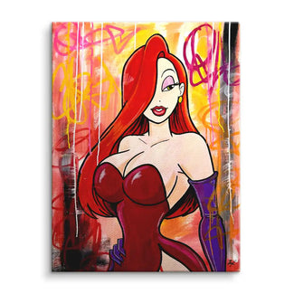 Pop Art Wandbild Comic-Frau mit roten Haaren, sinnlich, bunte Graffiti-Leinwand, modern