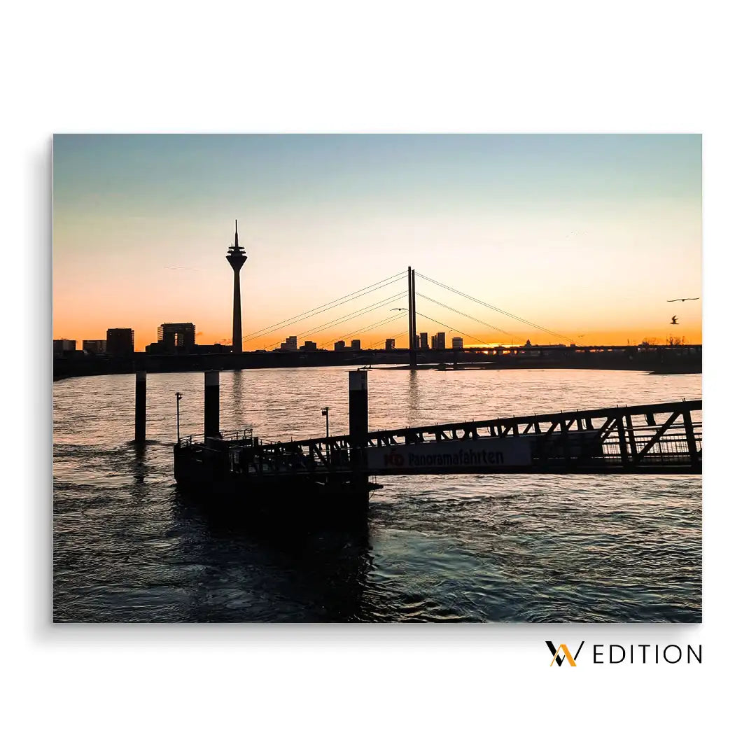 Tableau Sur Toile Skyline Düsseldorf – Aquarelle Impression – 60x40 à 150x90 Cm – Fabrication Allemande