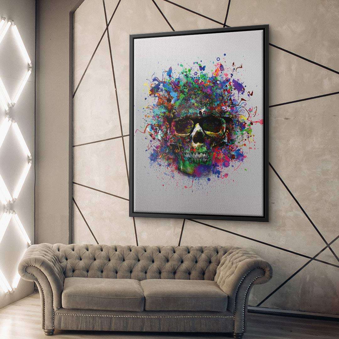 ArtMind – Künstlerisches Wandbild Totenkopf mit kreativen
