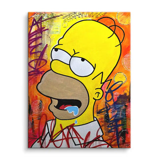 Pop Art Leinwandbild mit Comicfigur auf buntem Graffiti-Hintergrund, Wandbild modern