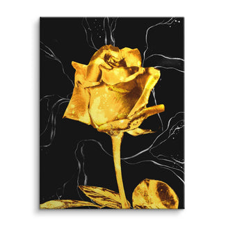Wandbild goldene Rose auf schwarzem Marmor Hintergrund, moderne Kunst Leinwand