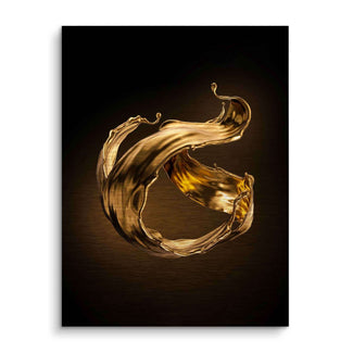 Modernes Wandbild goldener Splash auf dunklem Hintergrund, abstrakte Kunst für Wohnzimmer