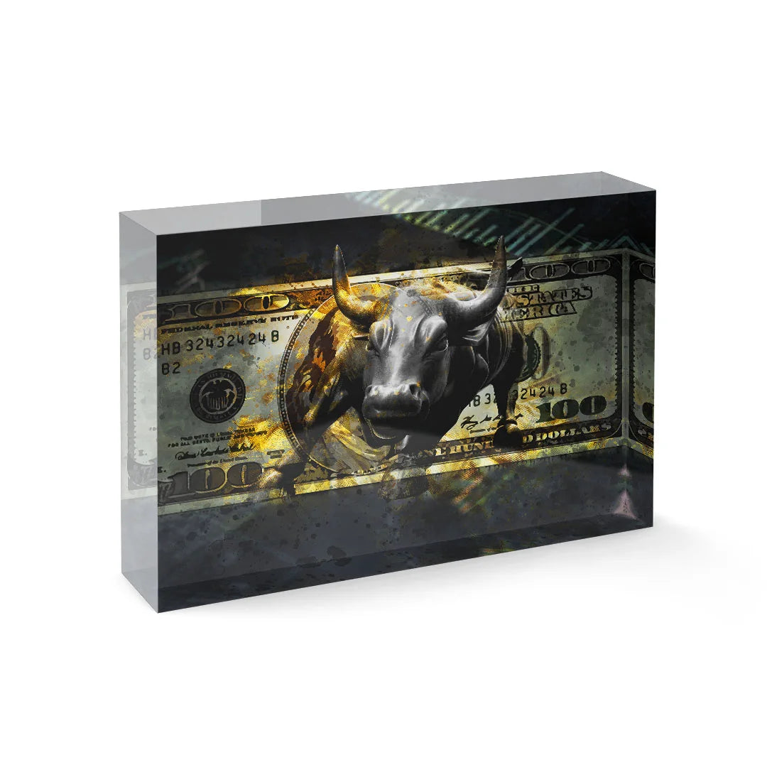 Acrylic block - Wall Street Bull