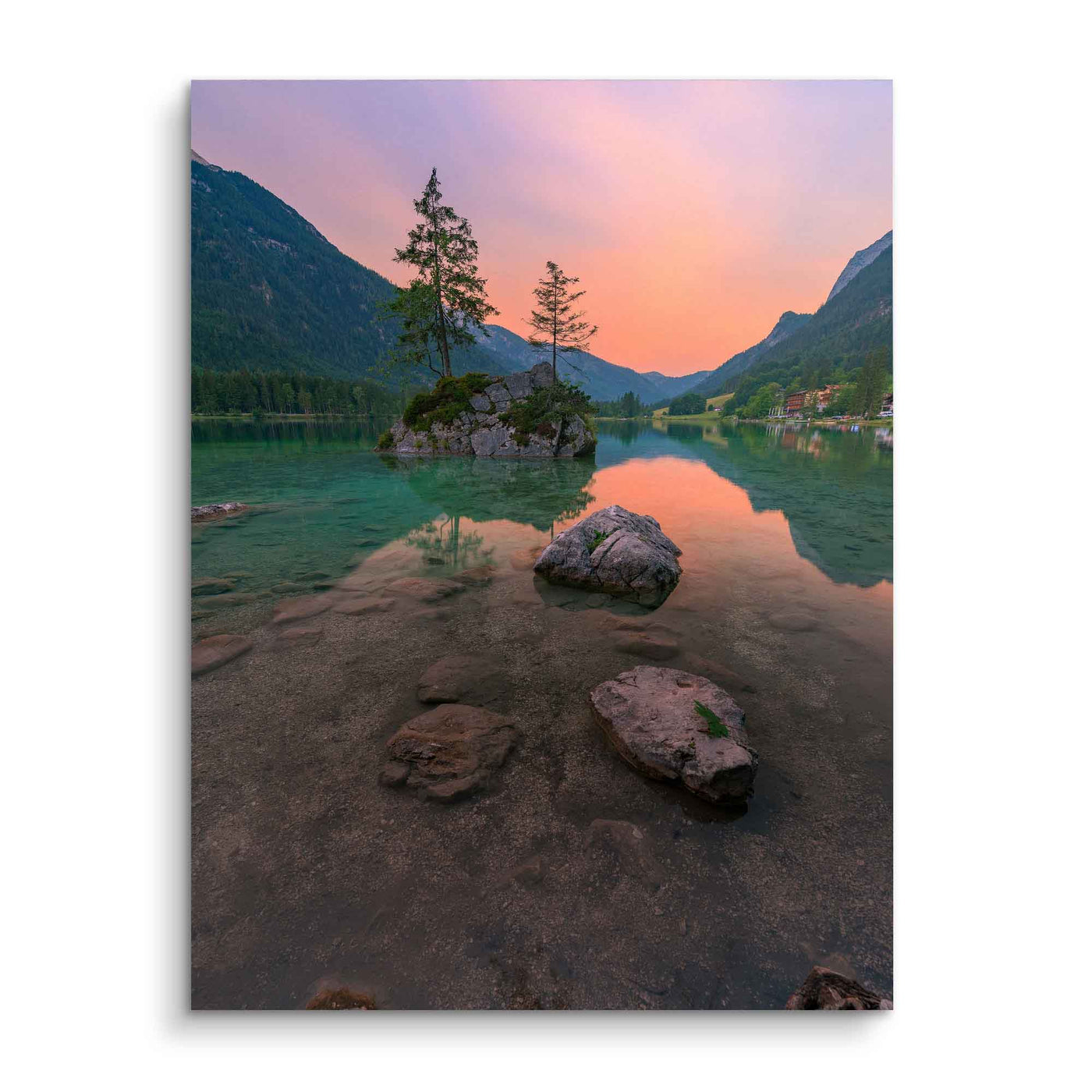 Sunrise at the mountain lake