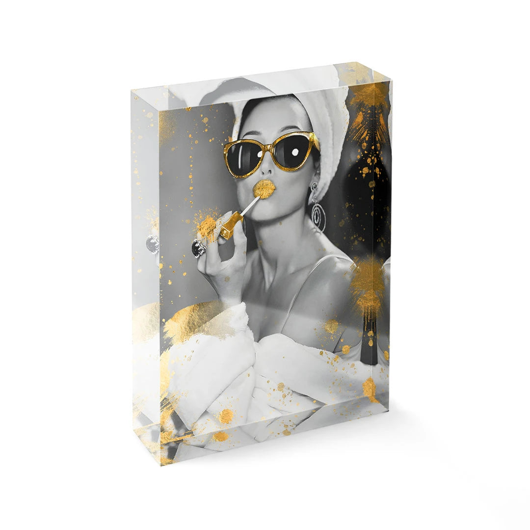 Bloc acrylique - Bathe en or