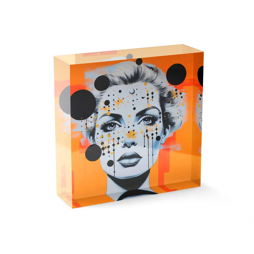 Bloc acrylique - Orange points